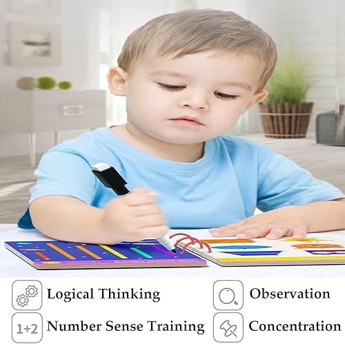 Miniatura 3 de HouzeFun Libro de trazado con bolígrafo de borrado en seco, práctica de escritura a mano para niños y niñas de 3 años en adelante, juguete educativo