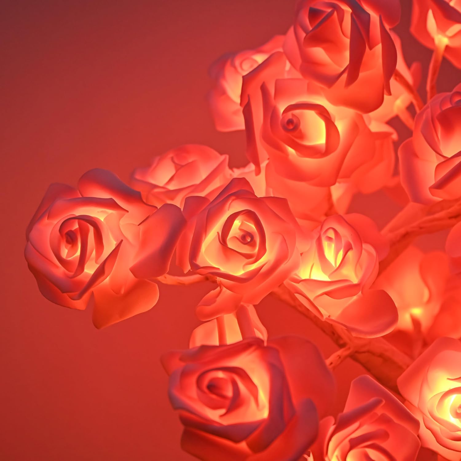 Snokip Rose Flower Tree Lamp, 32 Led Rose Table Lamp Gift for Girls Woman Teens Home Decor Battery Powered for Bedroom Living Room Party Wedding Christmas Valentine's Day Decor