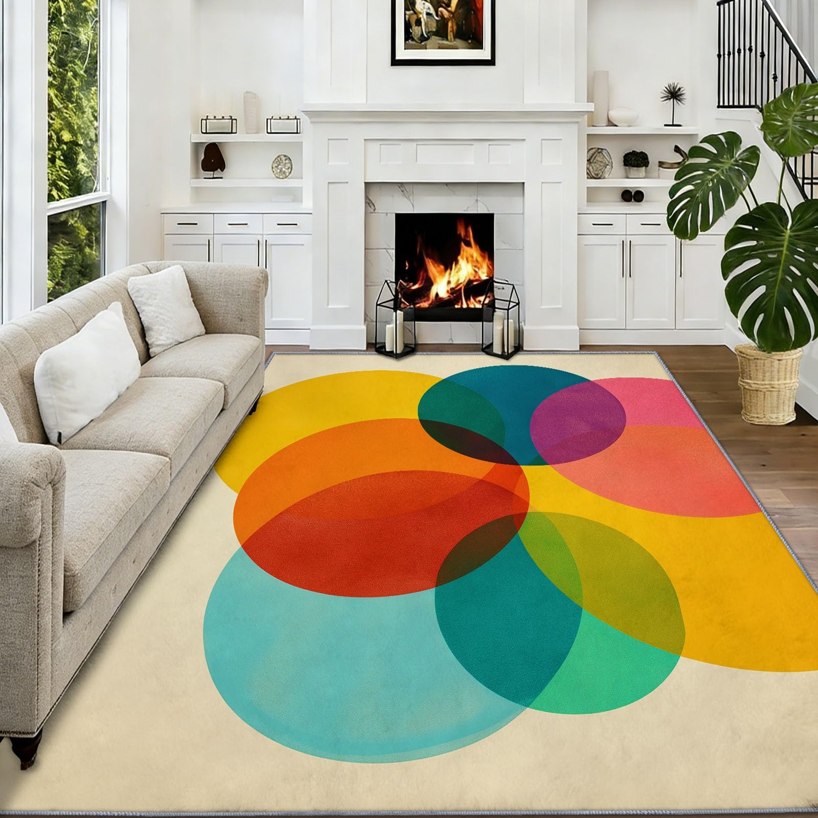Tapis de salon géométrique 120x170cm lavable et antidérapant
