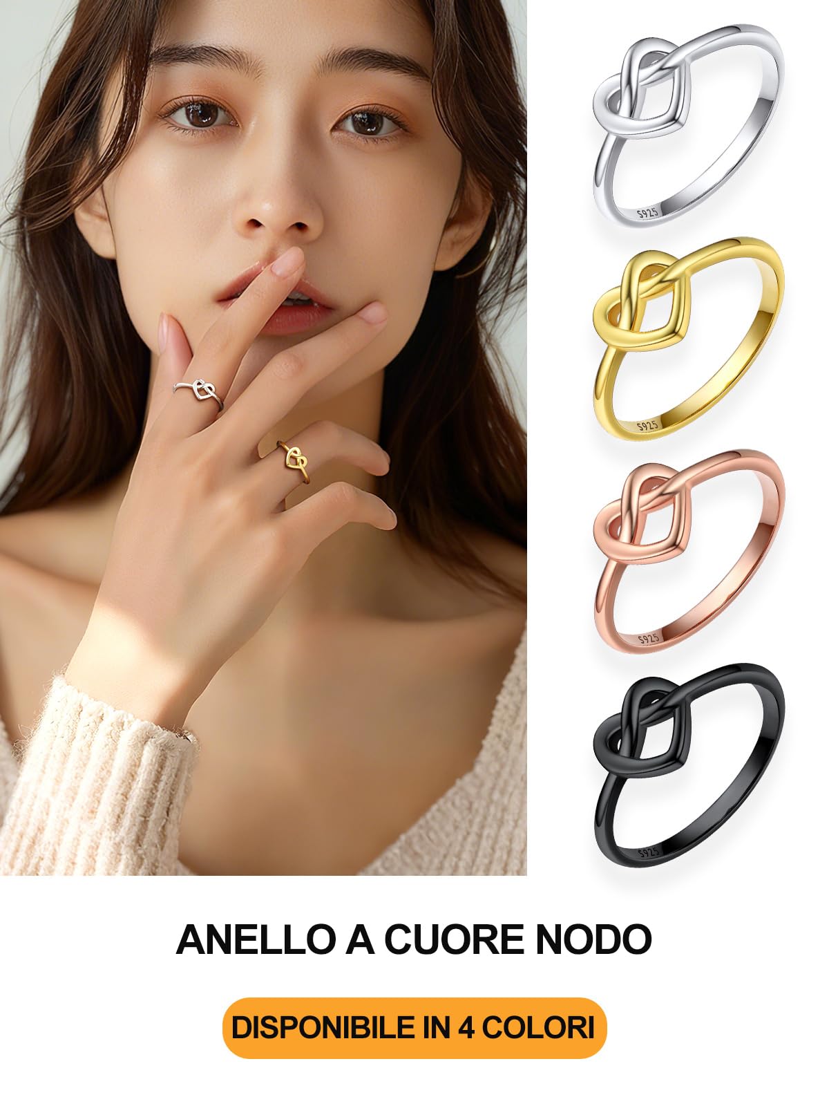 Bestyle S925 Anello Donna Cuore Celtico, Simbolo di Energia e Amore Infiniti, Anelli Donna Argento Sterling, Regalo Ragazza Fidanzata Compleanno