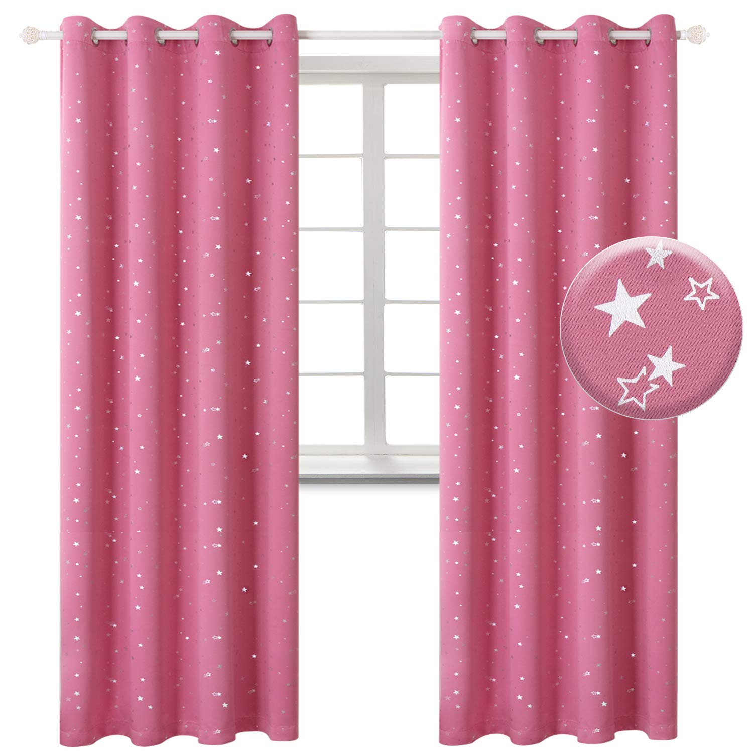 BGment Pink Blackut Curtains for Girls Nursery Decor 102 Inch - 2 Panels