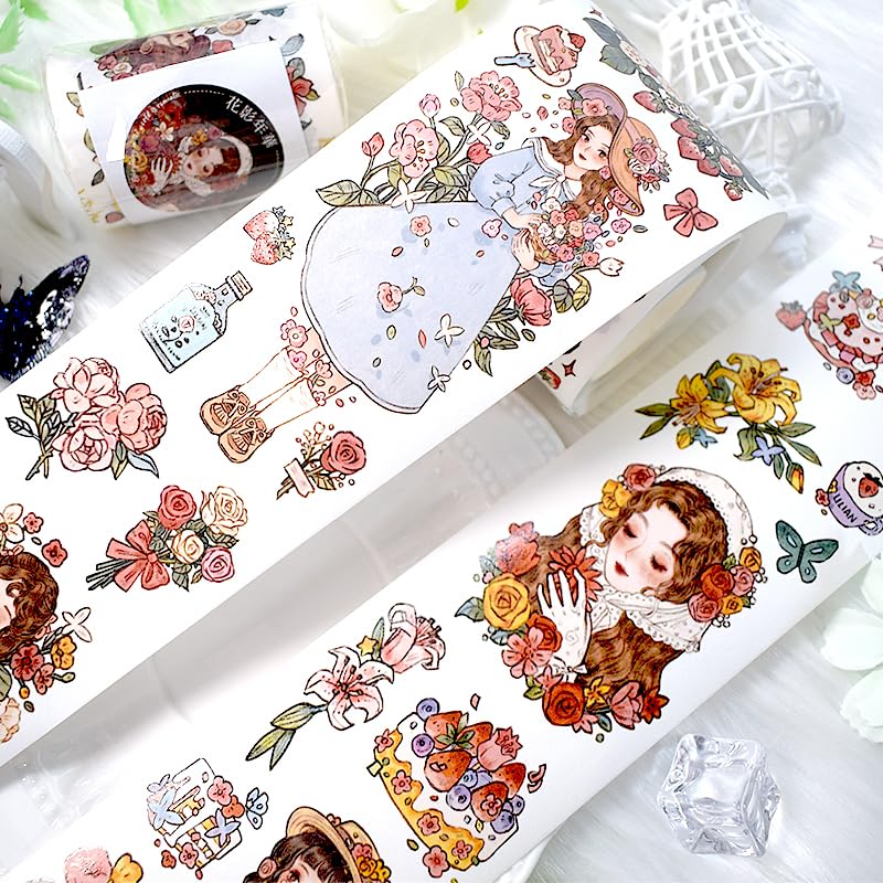 Image of New Popular PET Tape Modern Girls Collage Glossy Washi Tape for Decoration Small Fresh Flower Materials (90726)