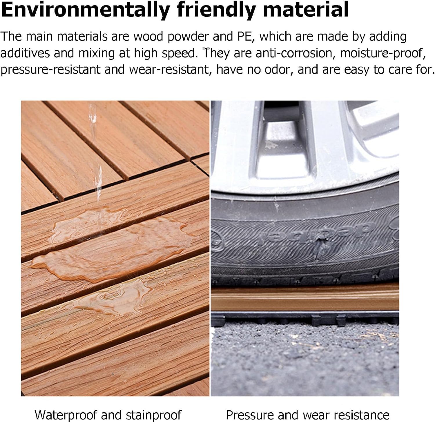 Dalles et lames de terrasse en composite, Tuiles de terrasse extérieures composites en bois imbriquées, paquet multicolore de 12(Grey)