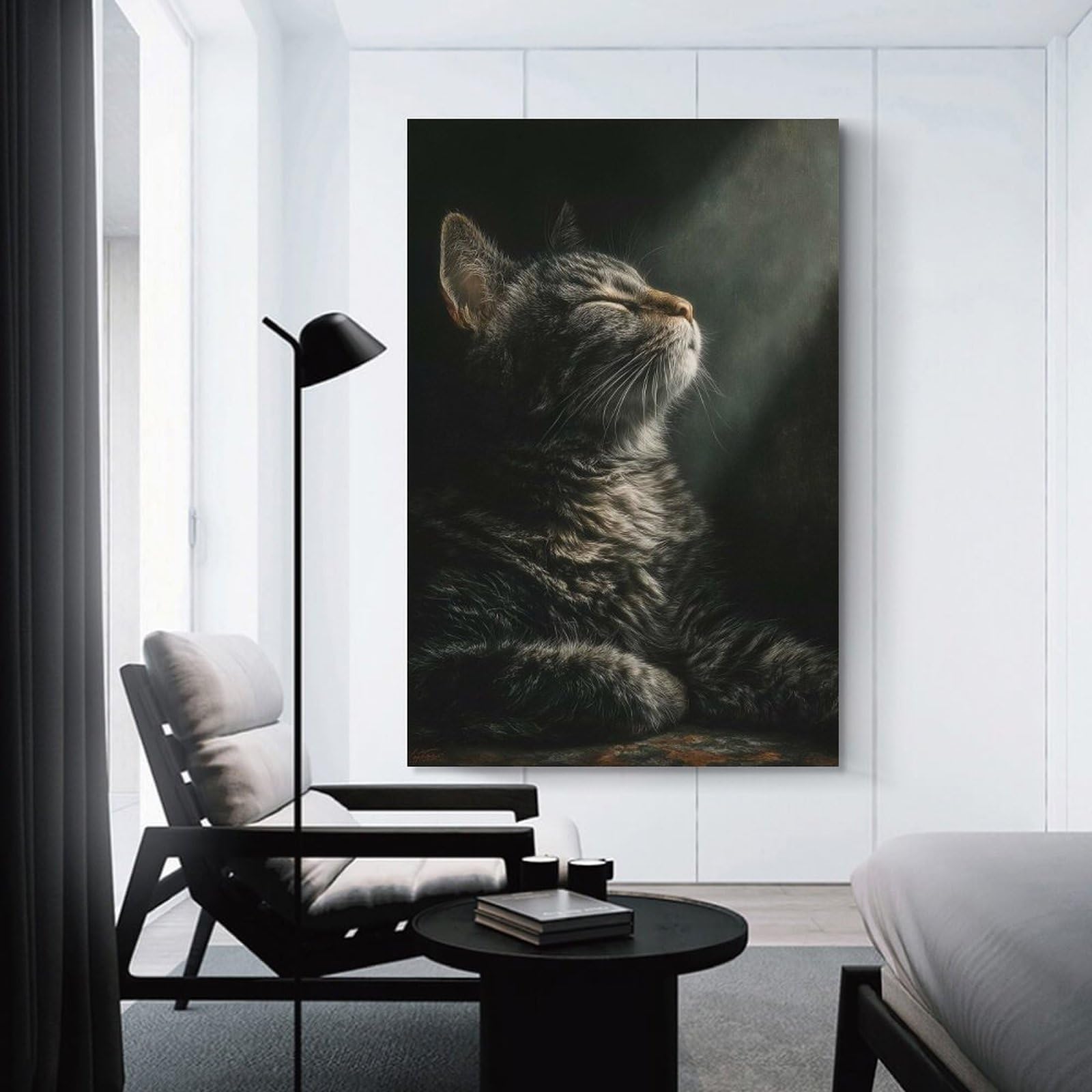 Junmoney Cat in A Sunbeam Wall Art Print 16x24inch(40x60cm), for Art Walls, Layered Displays Or Homes, Wall Decor Suited to Curated Displays