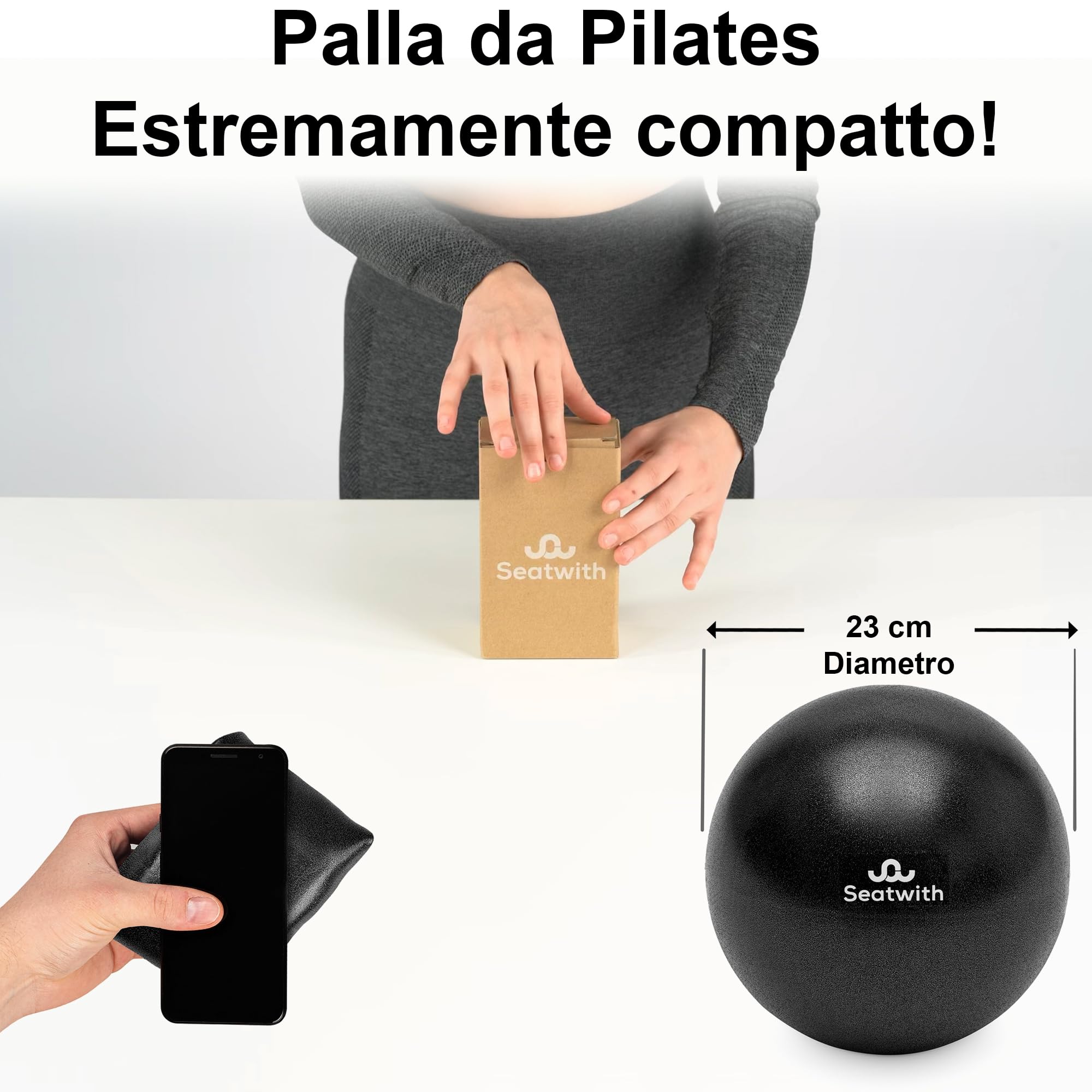 Palla da Pilates 23 cm - Borsa per Trasporto + E-book PDF Esercizi - Ideale Sia per Principianti che Non - Palla Pilates Piccola e Molto Leggera per Allenarsi a Casa