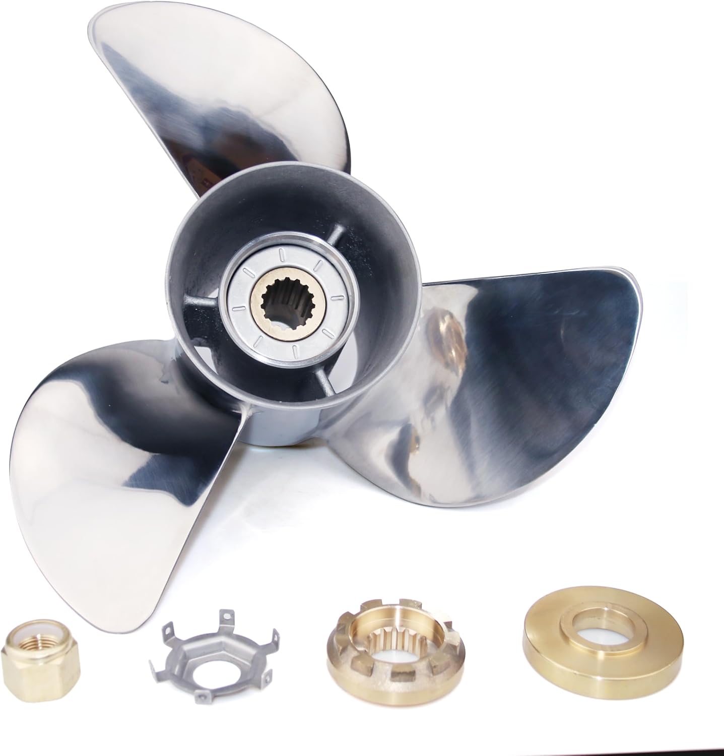 CAPTAIN Stainless Steel 13 1/4X17 Propeller for Mercury Outboard, 13 1/4 Diameter x 17 Pitch, 15 Spline Tooth Boat Motor Prop, RH Propellers for 40 50 70 Force 75 80 90 100 115 125 140 HP