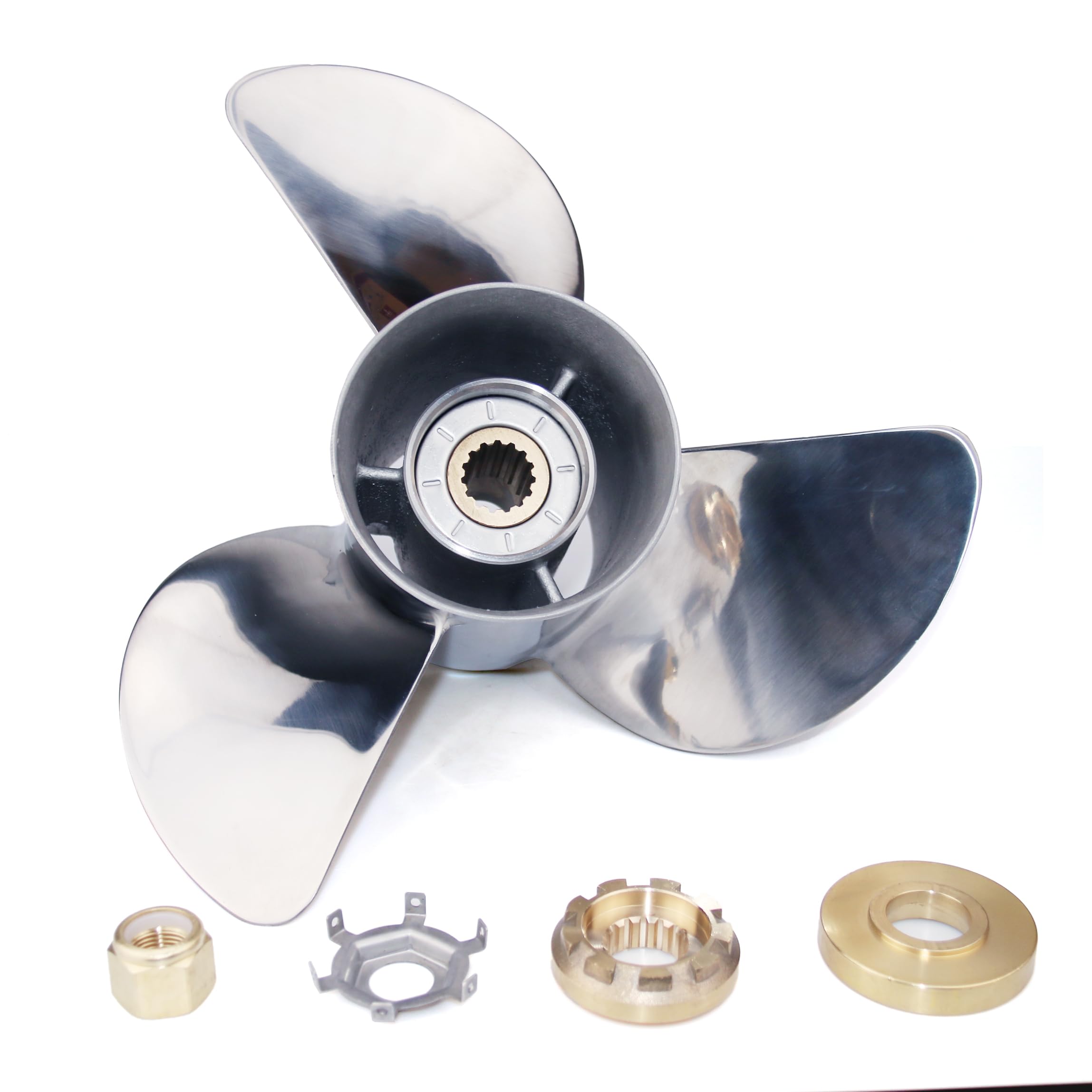 PWCMAN Outboard Prop 13x17 With Interchangeable Hub, 15 Spline Tooth, 4 Blade, Fit Mercury 70hp/75hp/80hp/90hp/100hp/115hp/125hp/140hp Outboards, 2&4 - View #10