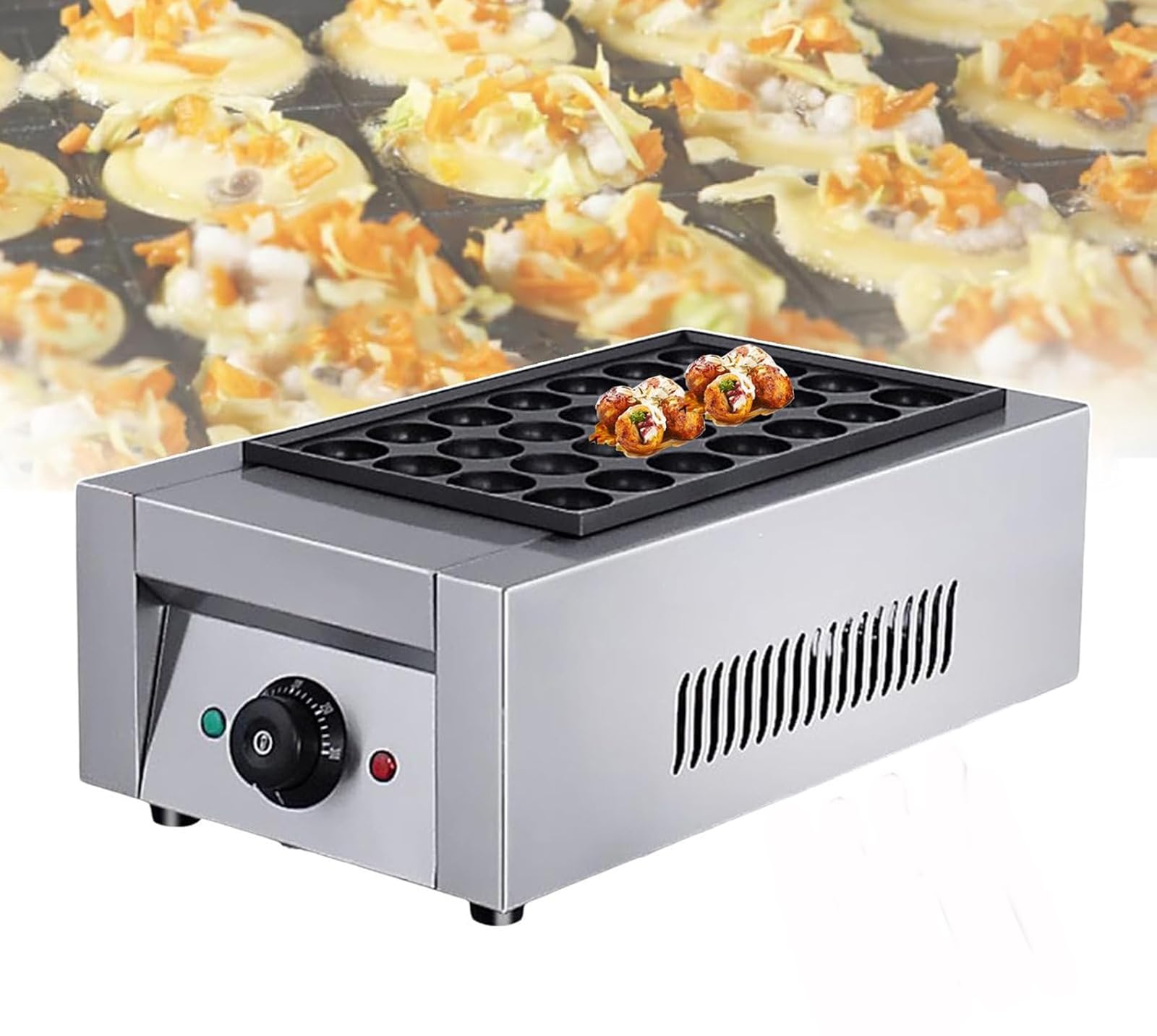 YXZQLOZ Electric Takoyaki Maker, 28-Hole Takoyaki Grill Plate, Commercial/Home Electric Takoyaki Machine, Single Plate with Constant Temperature Heating