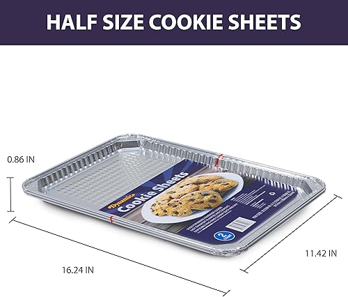 Miniatura 5 de Dynamic Hojas de aluminio para galletas de tamaño medio, 24 unidades, tamaño de bandeja 16.24 x 11.42 x 0.86 pulgadas, resistentes, desechables,