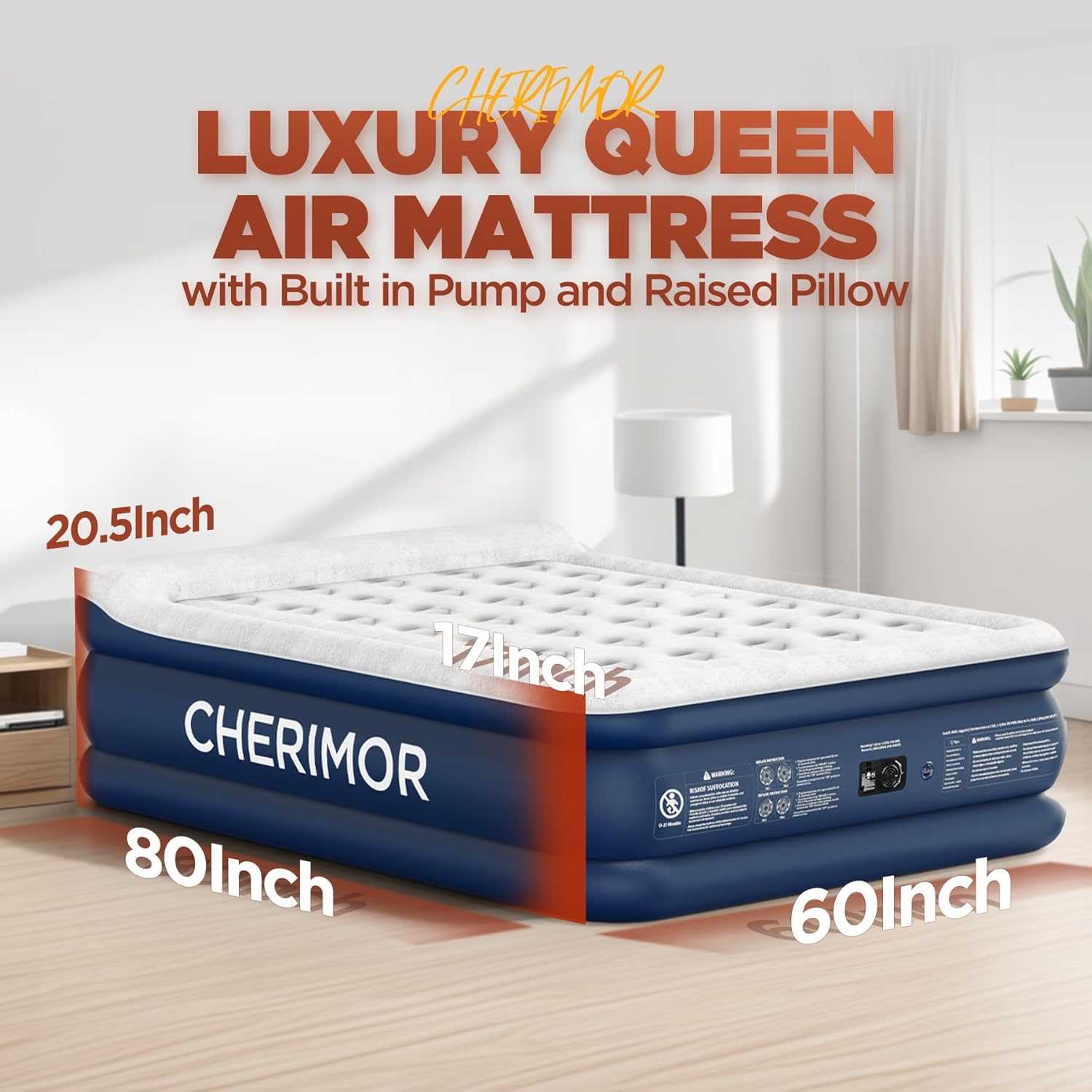 Queen Air Mattress Set with Built in Pump and Mattress Pad