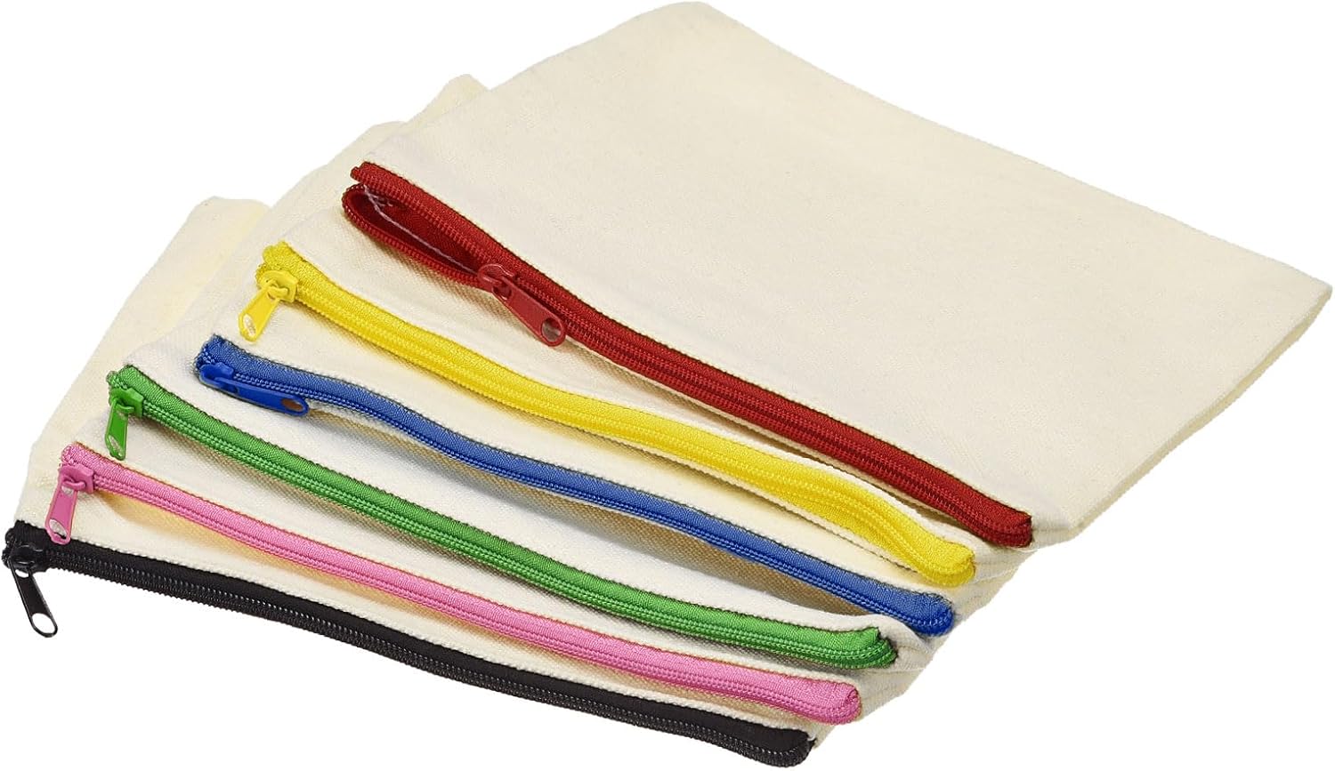 PATIKIL Canvas Zipper Pouch, 6 Pack Blank DIY Zip Bags Pencil Case Organizer Pockets for Craft Travel Accessory, Multicolor