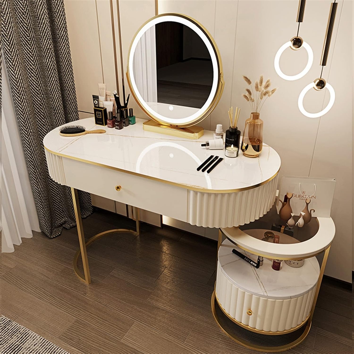 Vanity Benches Changing Room Bedroom Furniture Light Dressing Table Modern Simple Locker Vanity Cabinet (Color : 1)