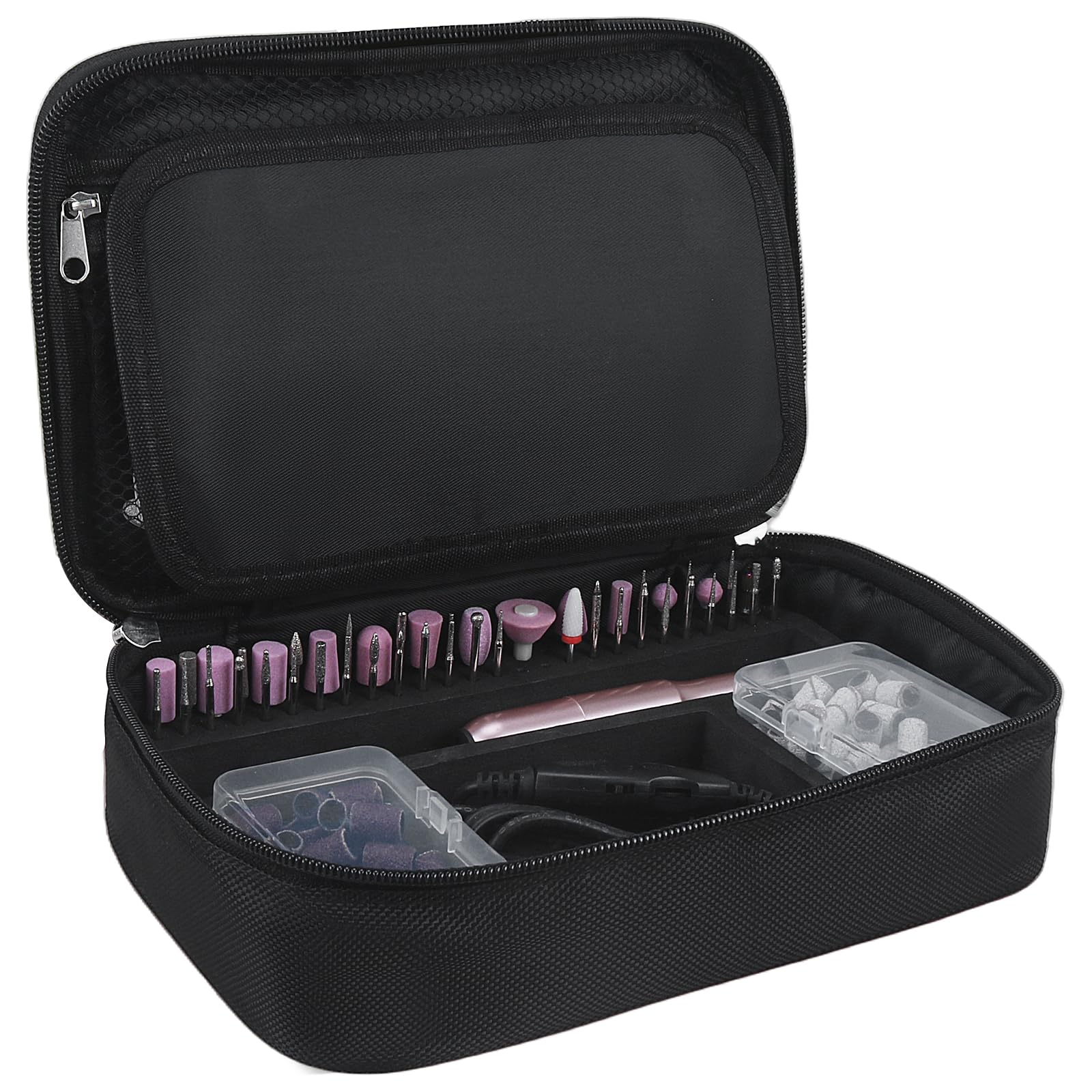 Nail Drill Bag Nail Drill Bits Holder Bag Electric Nail Machine Kit Organizer Bag With Nail Sanding Bands Case Gift for Women (Blck)