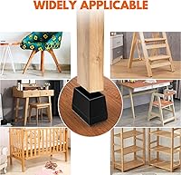 Vista 6 de Protectores rectangulares para patas de silla para pisos de madera dura, 16 piezas de fundas de silicona para proteger pisos de baldosas de madera