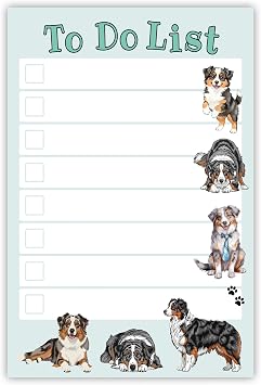 Australian Shepherd Kawaii Sticky Notepad to Do List | Dog Lover Gifts for Women | Office School Supply Sticky Notes 4x6 50 Pages
