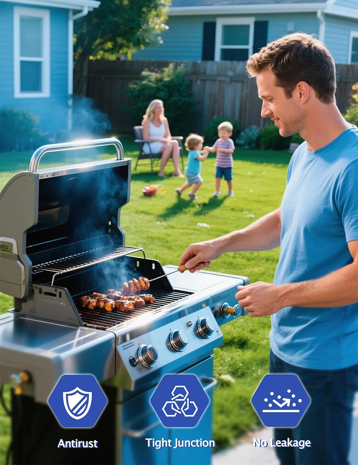 1/2" Natural Gas Quick Connect Fittings Kit – Solid Brass Propane Hose Adapter Set for Grill, Heater – Includes Male & Female Coupler with Dust Cap