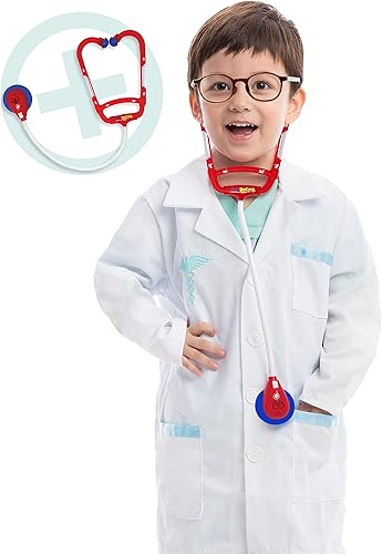 Jr. Doctor Lab - Conjunto de disfraz de lujo para niños pequeños para Halloween, fiesta de disfraces y juego de rol de científicos