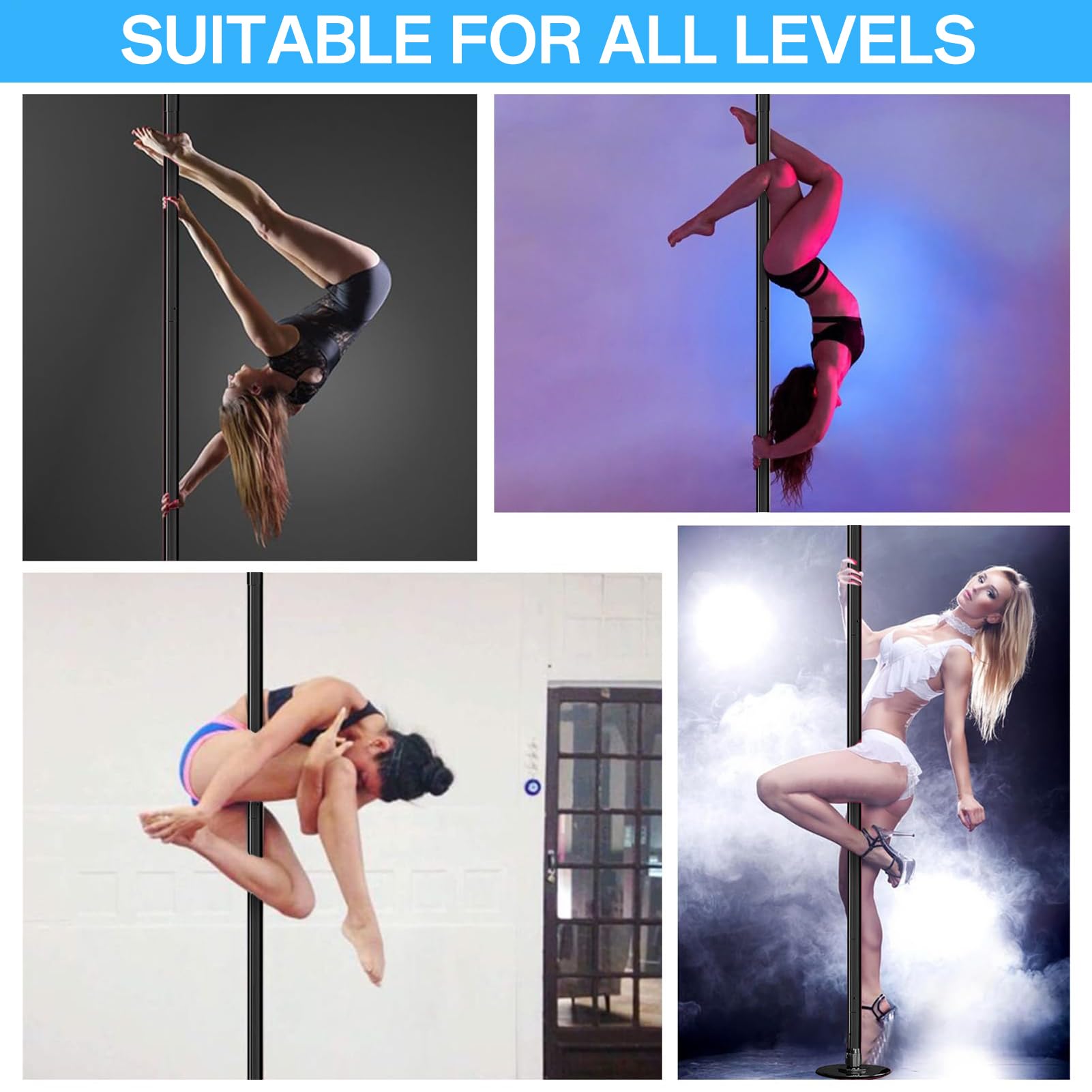 Strip Poles for Home | Rotating and Static Modes 45mm Dance Pole Kit | Portable Dancing Equipment for Gym, Studio, Pub, Club, Home