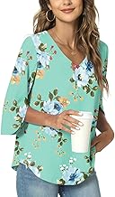 TAOHUADAO Womens Summer Casual T-Shirt V-Neck Tunic Tops for Leggings Chiffon Blouse Shirt