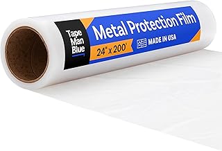 TapeManBlue Stainless Steel Protection Film, 24 inch x 200 feet, Made in USA, Protective Film for Appliances and Metal Surfaces, Clear Self Adhesive Stainless Steel Film with 45-Day Clean Removal