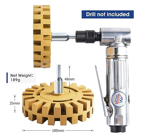 Miniatura 2 de Removedor de calcomanías de goma para rueda de borrador de 3.94 x 3.94 x 1.62 pulgadas, 1 rueda de borrador y 1 adaptador de taladro