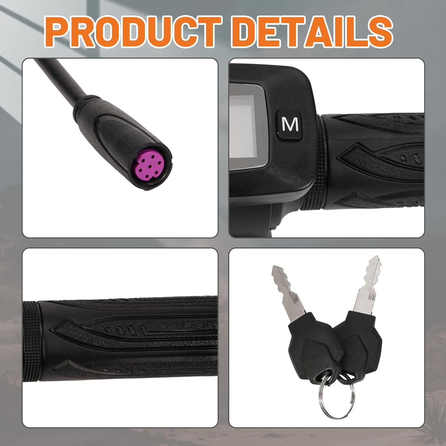 48V Bike Throttle w/LCD Display M Button and Left Side Grips Compatible with Tuttio Soleil01 Electric Dirt Bike Only (New Version, Cannot Be Used Interchangeably with The Old Throttle)