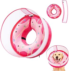 2-in-1 Inflatable Dog Cone Collar With Clear Shield (Soft Recovery Collar For Post-Surgery Pets