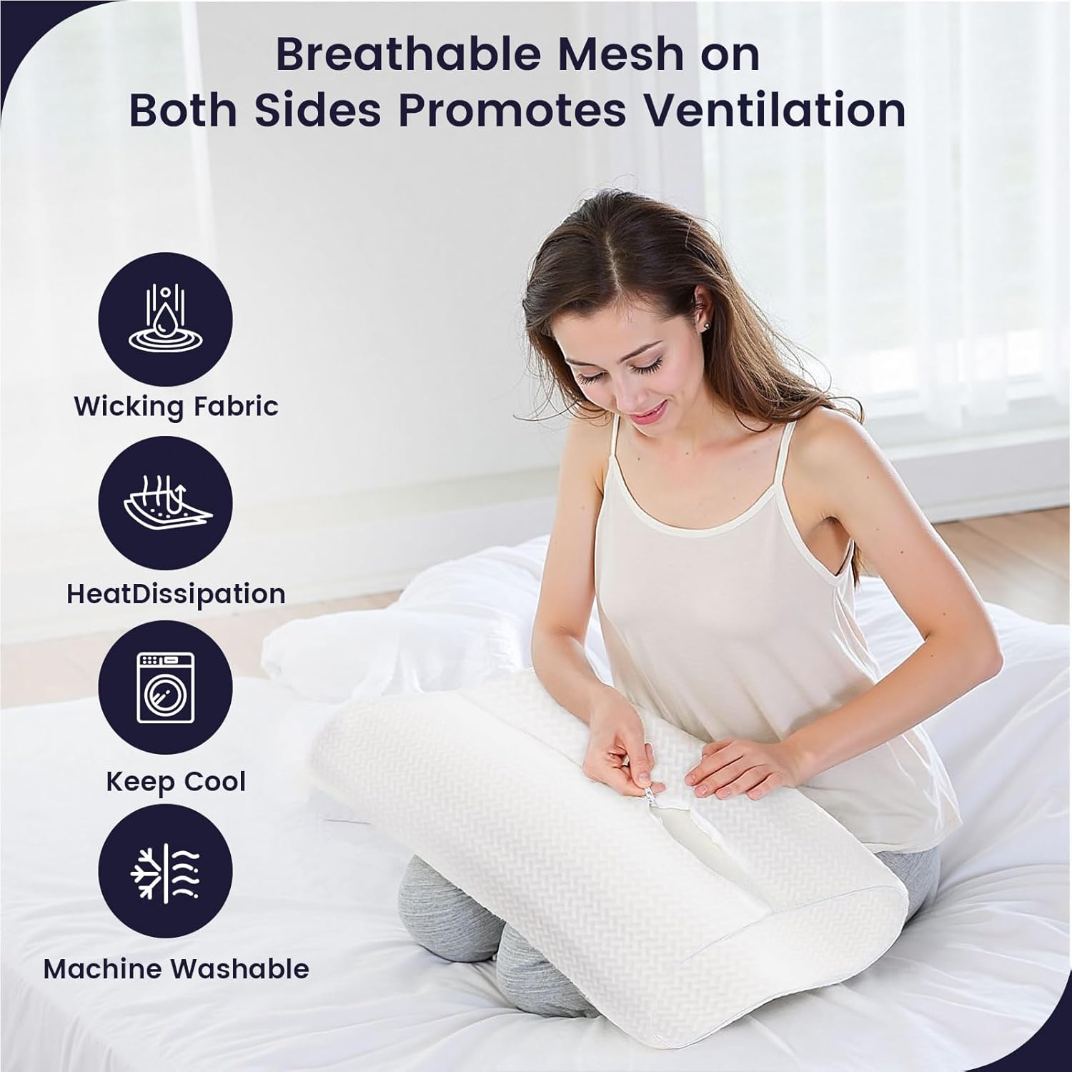 Memory Foam Neck Pillow for Sleeping, Cervical Neck Pillow for Neck Pain Relief, Queen Ergonomic Orthopedic Adjustable Contour Pillow for Side, Back & Stomach Sleepers (23.6"×14"×4.7"/3.9") - Image 7