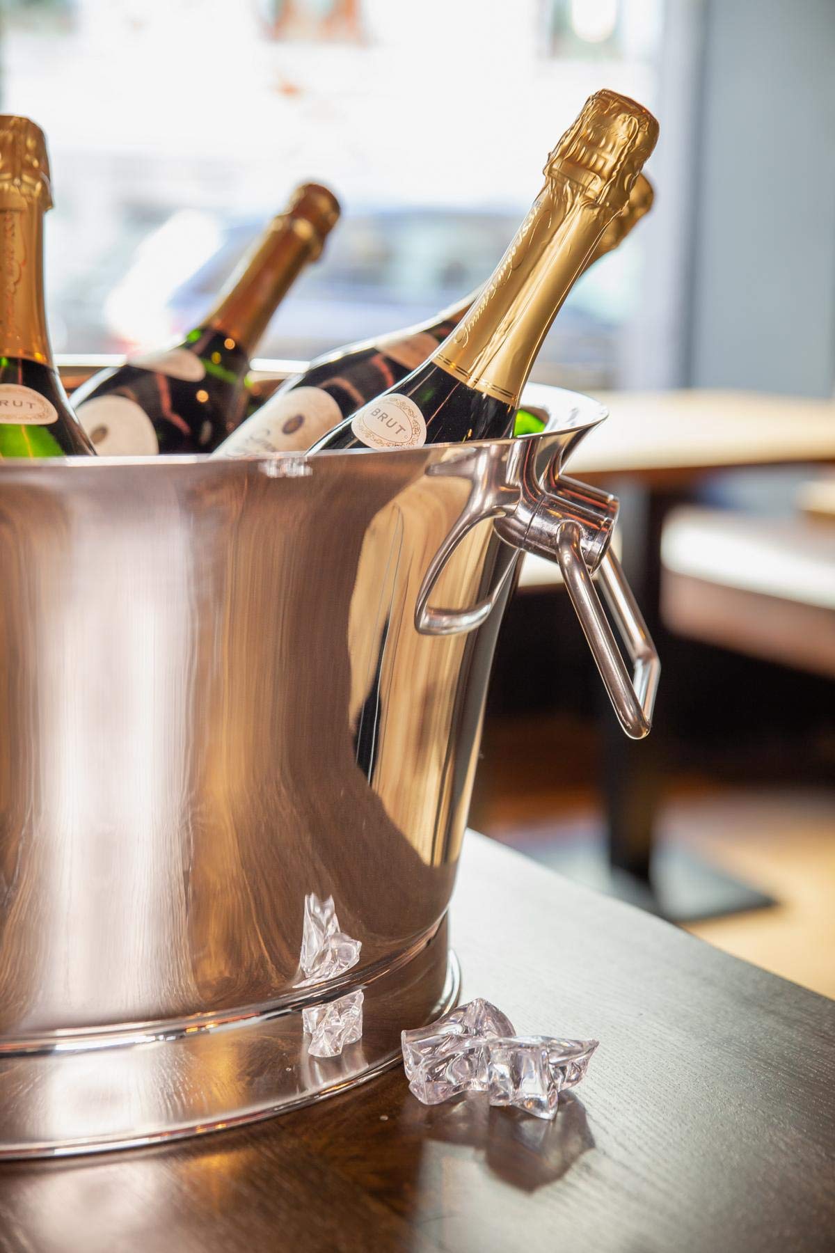 EDZARD Samu - Raffreddatore per champagne (Ø 48 cm, grande) in acciaio inox – Refrigeratore per bottiglie a doppia parete – Refrigeratore per 6 bottiglie – Ciotola per vino, spumante e cubetti di