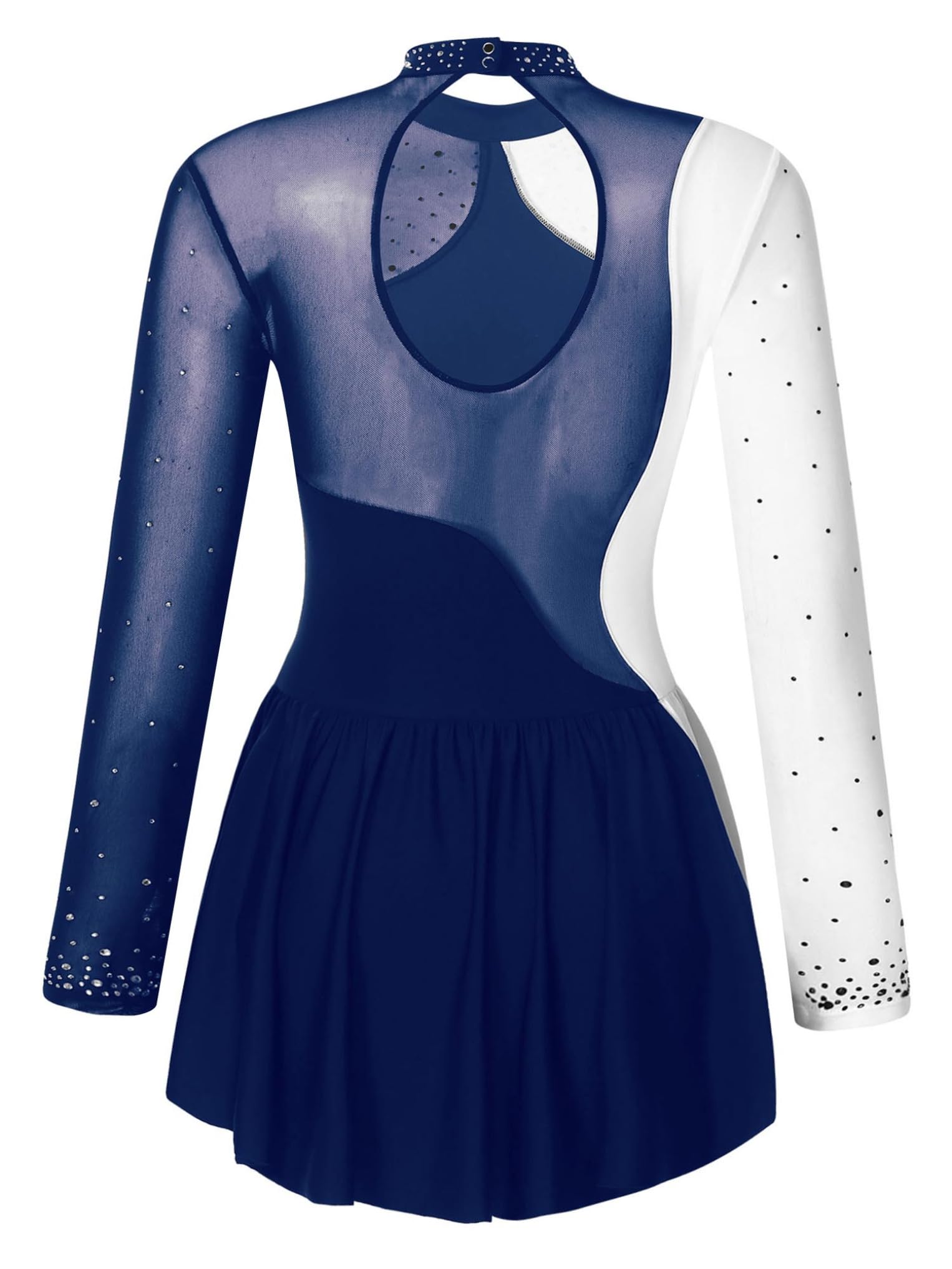 Oyolan Femme Robe et Collant Patinage Artistique Patin Justaucorps Robe Manches Longues Strass