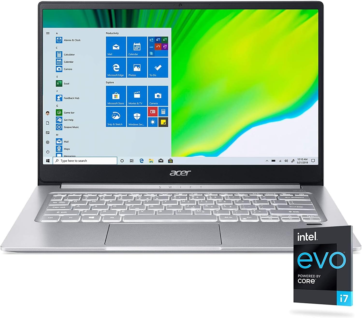 Swift 3 Thin & Light Laptop, 14" FHD Display, Intel EVO Core i7-1165G7 Processor, 8GB RAM, 512GB NVMe SSD, Wi-Fi 6, Fingerprint Reader, Backlit Keyboard, Windows 11 Home
