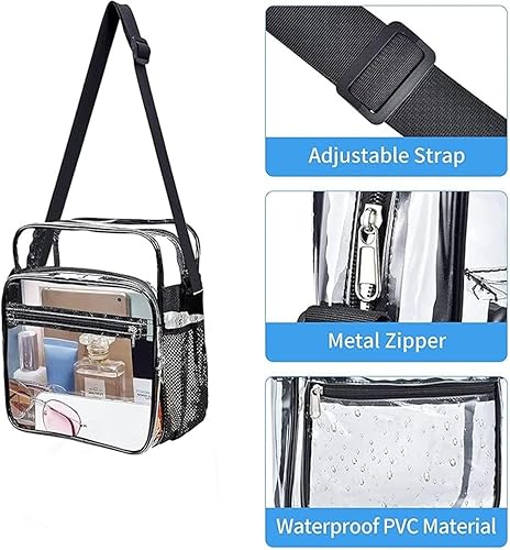 Miniatura 5 de Bolsa transparente aprobada para estadios  Bolsa cruzada transparente de PVC para estadio con cremallera  Bolsas transparentes para estadios para