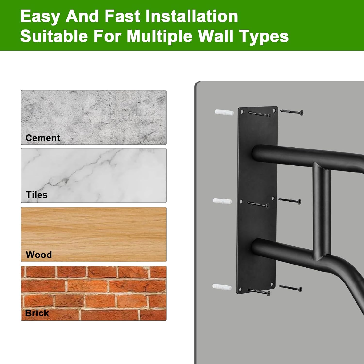Condition photo showing New/Like New for u-shaped safety handrail for stairs 1-3 steps, wall mounted handrails indoor/outdoor - 530lbs load, anti-slip & rust-proof, elderly & disabled assist at porch, deck, bathroom-2pack single tube handrail-2pack