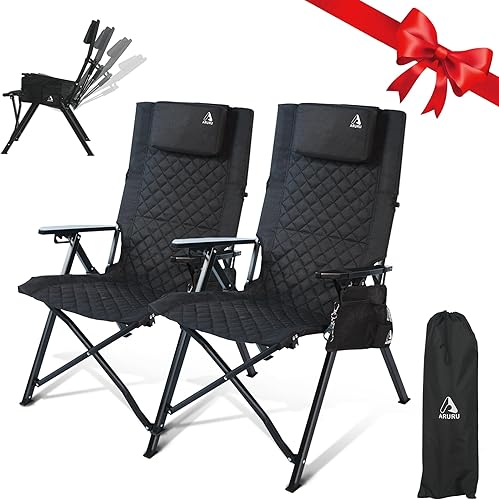 Silla reclinable para campamento, paquete de 2, sillas plegables con respaldo alto ajustable de 4 etapas para adultos, resistente, silla reclinable