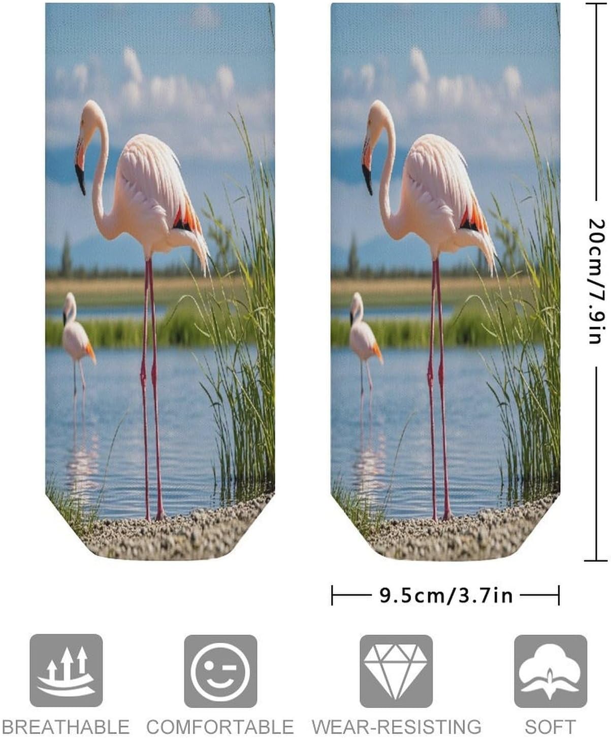 Flamingos Ankle Sock-Low Cut Breathable,Basketball Socks for Men Women,Tube Socks for Work Sports