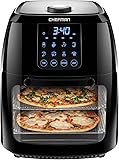 Chefman Compact 6.3-Qt 4-In-1 Digital Air Fryer+, Rotisserie, Dehydrator, Convection Oven, XL Family Size, 8 Touch Screen Presets, BPA-Free, Auto Shutoff, Accessories Included, Black 6.3 Quart Black