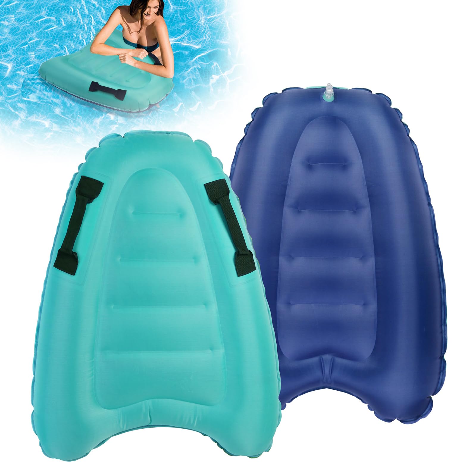 Inflatable Surfboard With Handles, 1PC Summer Water Toys For Beach Pool, Safe Floating Surf Mat For Swimming Learn To Surfing Water Fun Lightweight Boogie Board For Adults Beach Must Haves