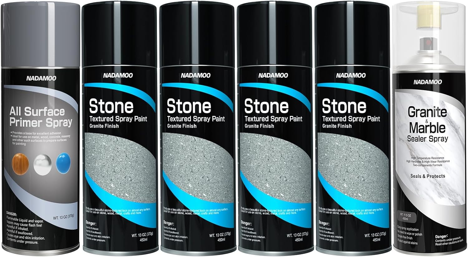 NADAMOO Gray Primer Spray + Stone Texture Spray and Countertop Sealer