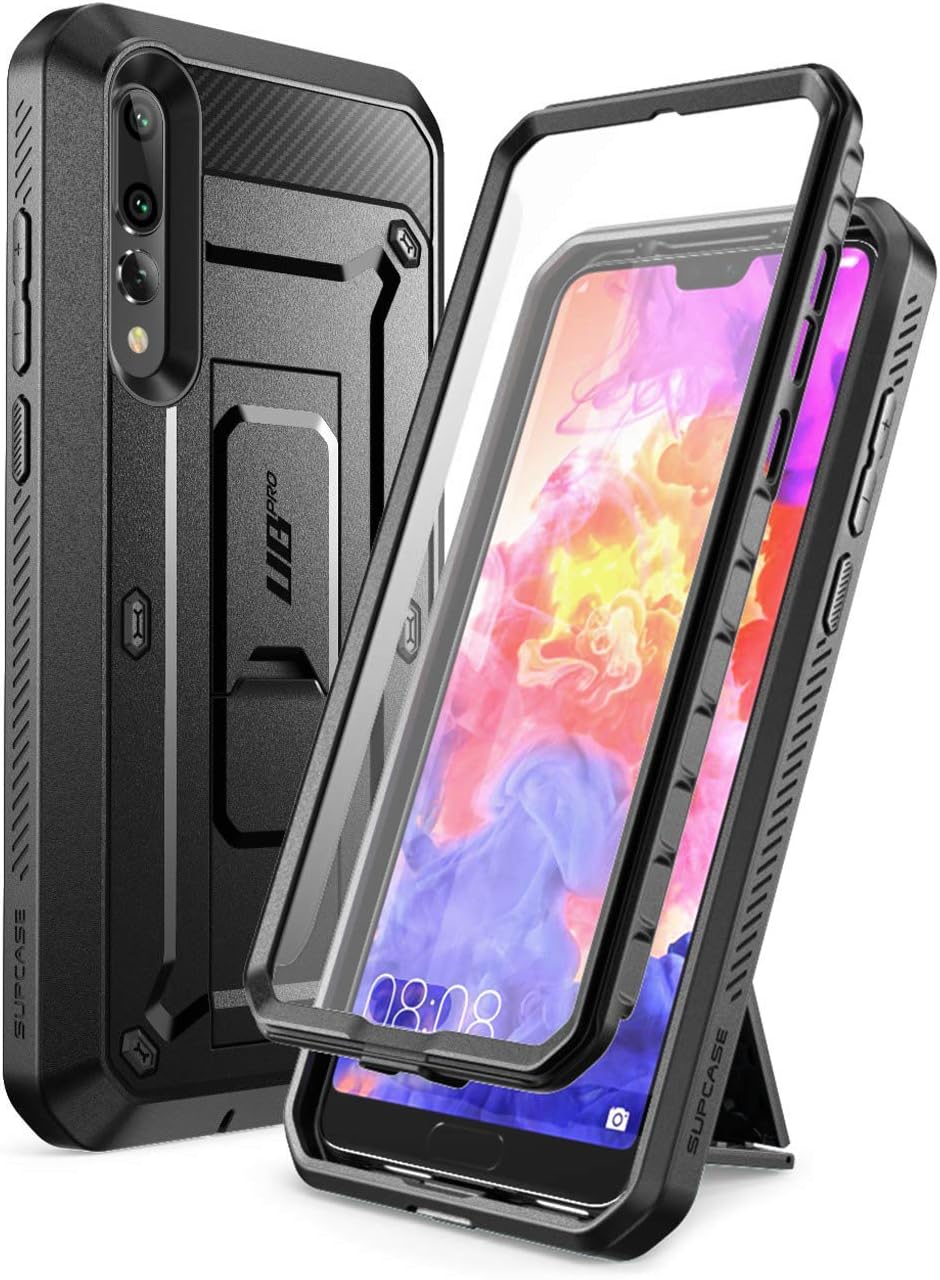 SUPCASEUnicorn Beetle Pro Case for Huawei P20 Pro (2018 Release), Full-Body Rugged Holster Cover with Built-In Screen Protector (Black)