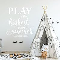 Vista 3 de Decoración de sala de juegos para paredes Albert Einstein Play Quote Lettering Vinilo Calcomanía Decoración del hogar para dormitorio de niños