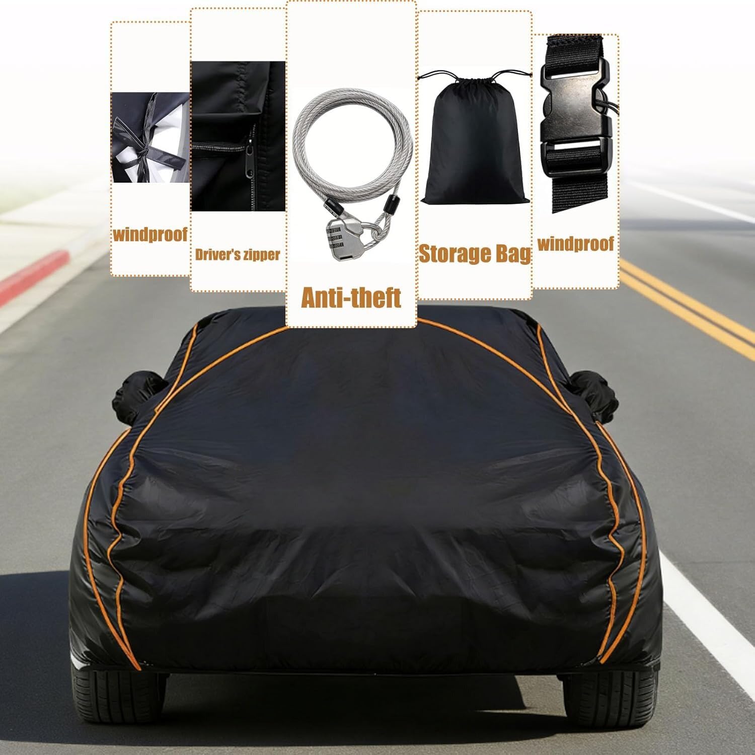Vollgarage Autoplane für Mazda CX-80 SUV 2024-, Auto Abdeckplane Autohülle Autoabdeckplane, Autogarage Staubdicht Winddicht Schneedicht UV-Schutz Outdoor Auto Garage