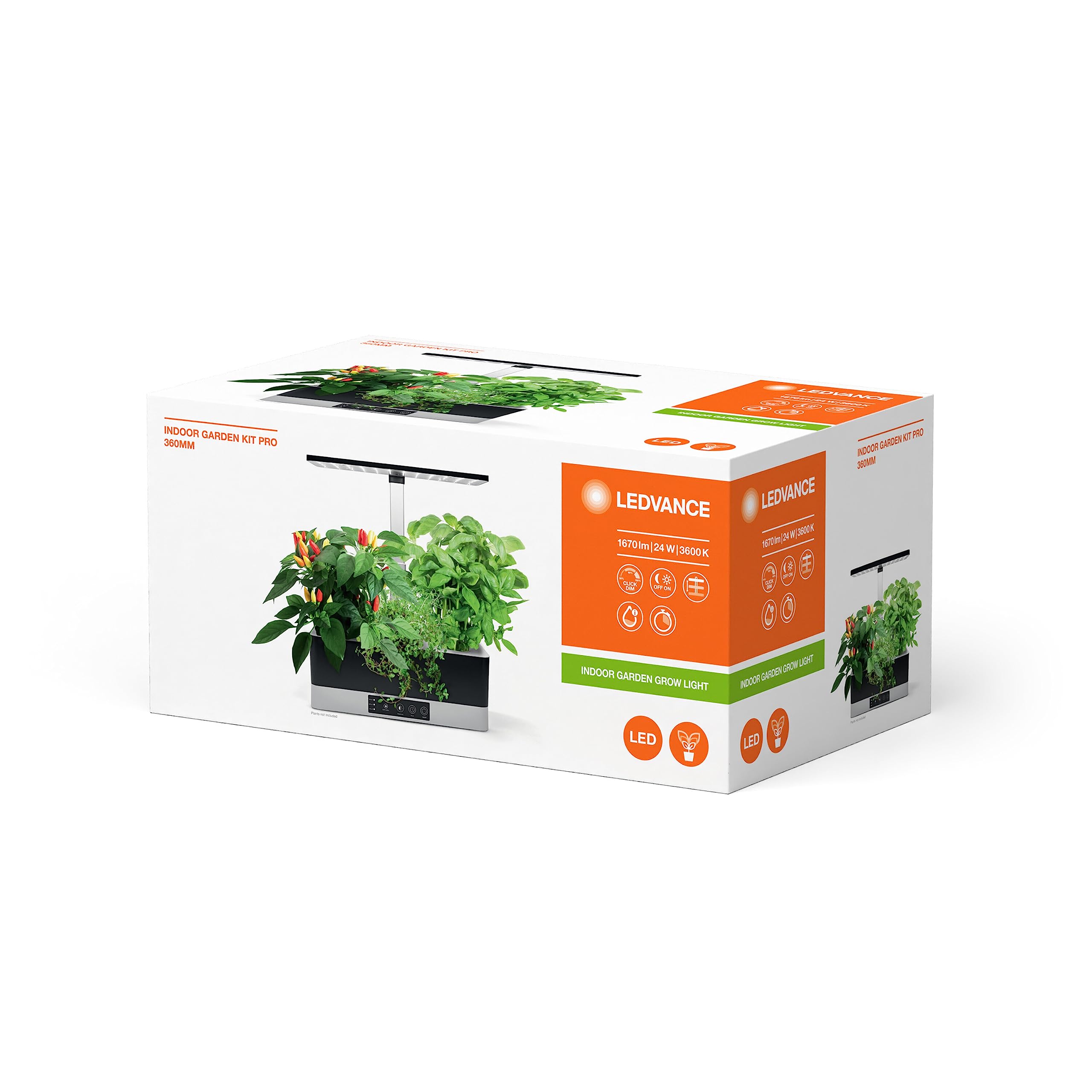 LEDVANCE Oprawa oświetleniowa: for wszystkie powierzchnie, Indoor Garden KIT Pro 360 BK / 24 W, 220…240 V, kąt rozsyłu światła: 110°, Neutralna Biała, 3600 K, materiał: aluminum/plastic, IP20