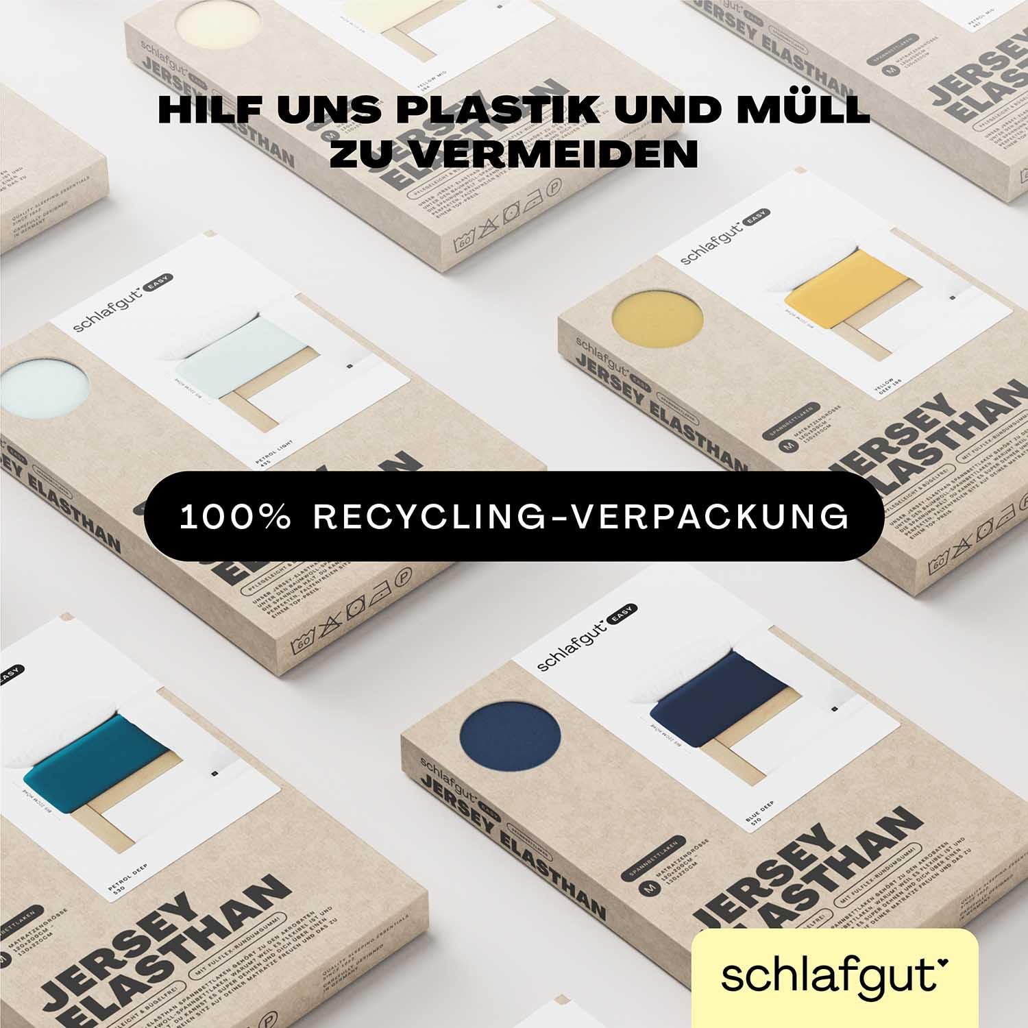 schlafgut Easy Topper Spannbettlaken 180x200 cm Jersey, Full-White | Bettlaken, Spannbetttuch 200x200, 200x220 cm, Weiß, Topper, bis 10 cm Steg, Baumwolle Elasthan, OEKO-TEX