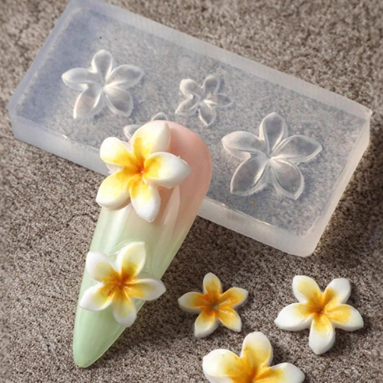 3 Pack Professional Nails Art Flower Shape Small Accessories Mold Decorative for Manicure Decorations Silicone Art Stencil