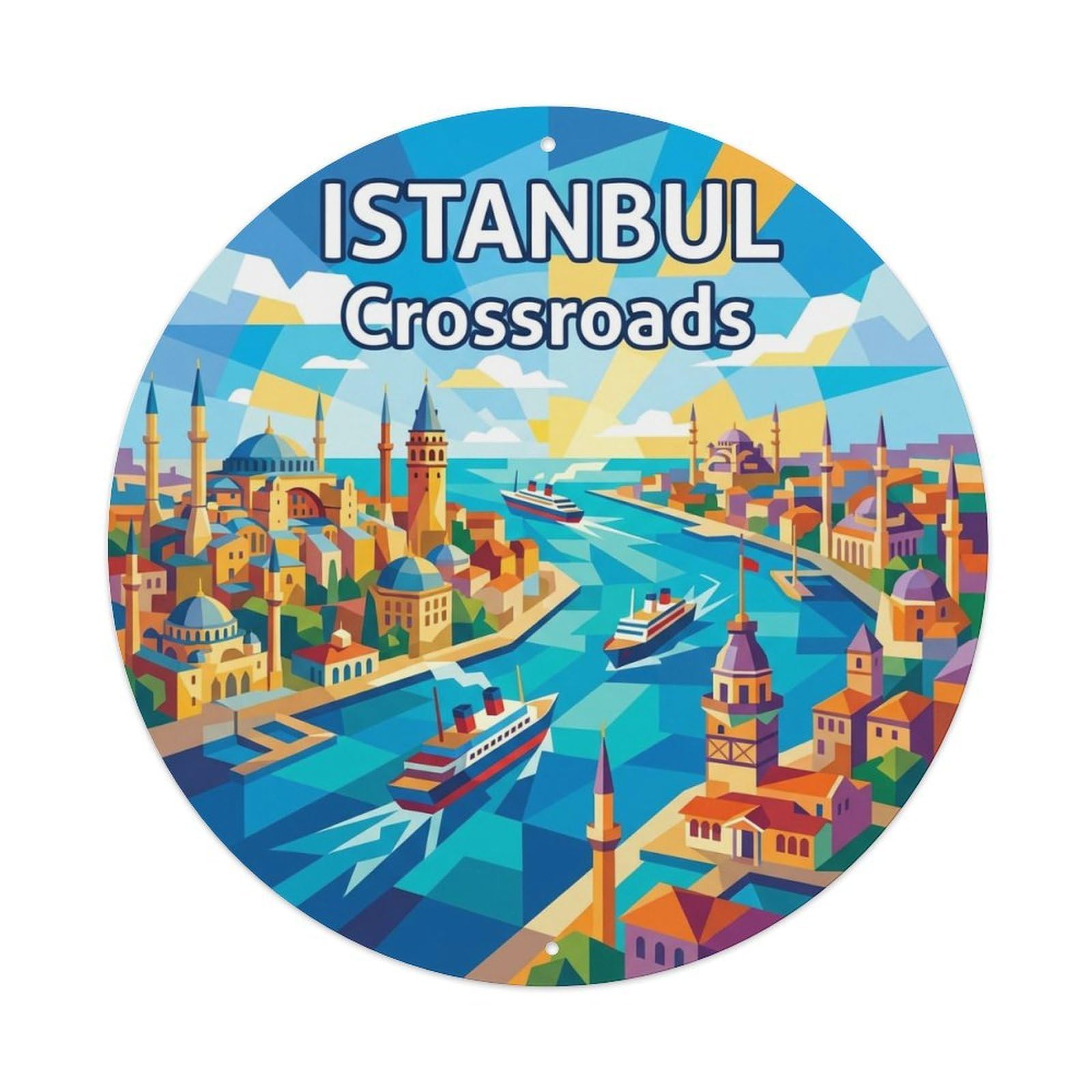 Vintage Travel Istanbul Turkey Crossroads Metal Tin Sign