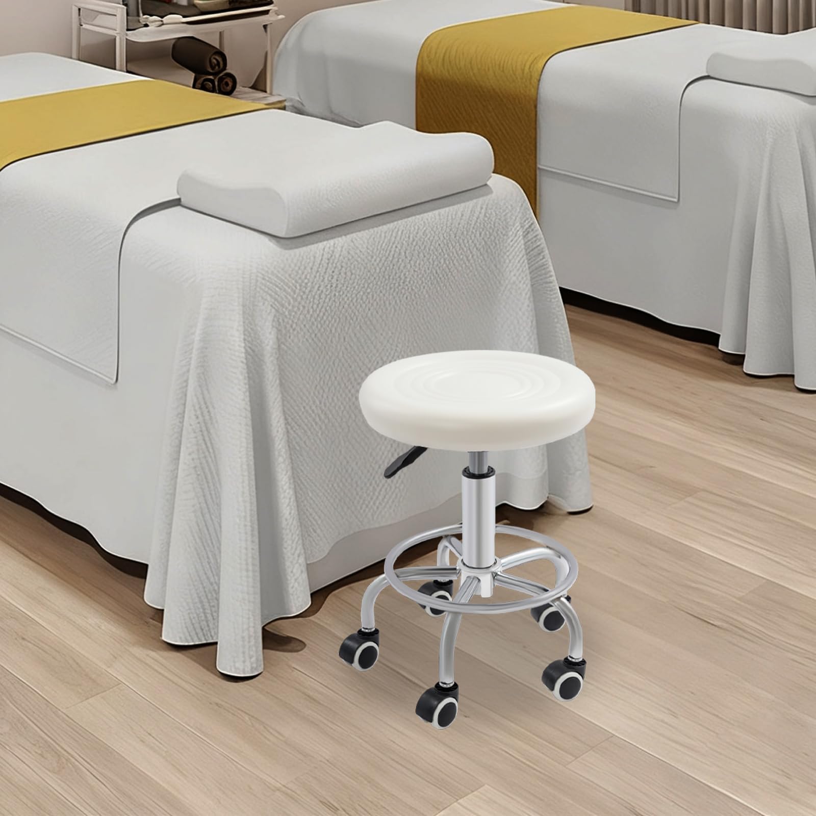 Hydraulischer Drehhocker – Höhenverstellbarer Friseurstuhl bis 150kg, Drehbarer Salonhocker aus PVC & Stahl für Barbershop, Kosmetik & Studio (45-57cm, 33cm Sitz)