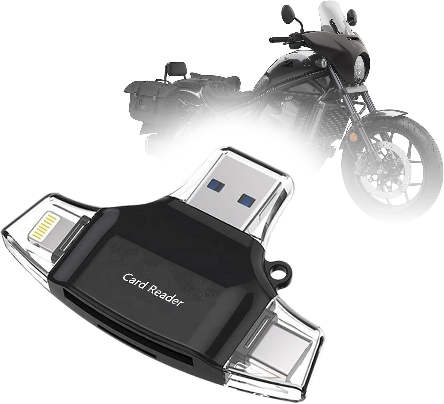 BoxWave Smart Gadget Compatible with Honda Rebel 1100 Display (5 in) - AllReader SD Card Reader, microSD Card Reader SD Compact USB - Jet Black