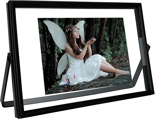 Marco flotante negro (4 x 6 pulgadas, horizontal), para fotos de 3 x 5, 2 x 3, 1 x 2, marco de fotos de escritorio pequeño, decoración del hogar u
