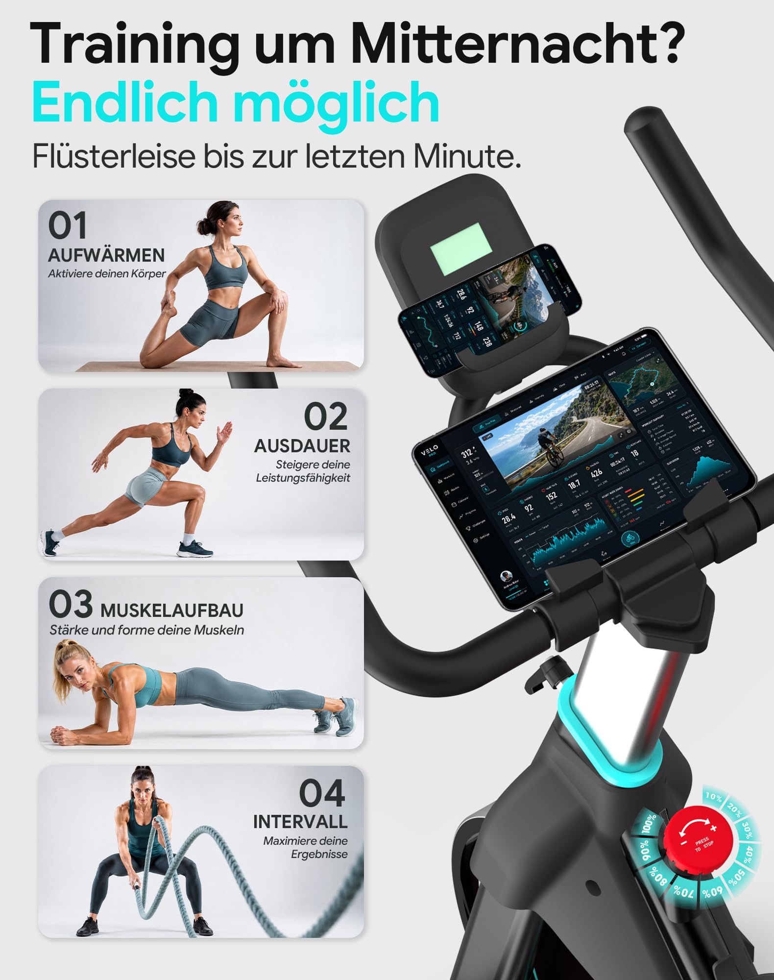 [2026 Update] WENOKER Heimtrainer – Flüsterleises Indoor Spinning Bike, Ergometer mit Magnetwiderstand, schwerem Schwungrad, LCD-Monitor, stationäres Fahrrad, Belastbar bis 160 kg
