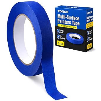 TONOS Blue Painters Tape, 0.7 in x 55 yd, 1 Roll, Multi-Surface Paint Tape for Painting, Medium Tack Blue Masking Tape, Painters Tape No Residue, Easy Tear Blue Tape for Walls, Trim, Baseboards